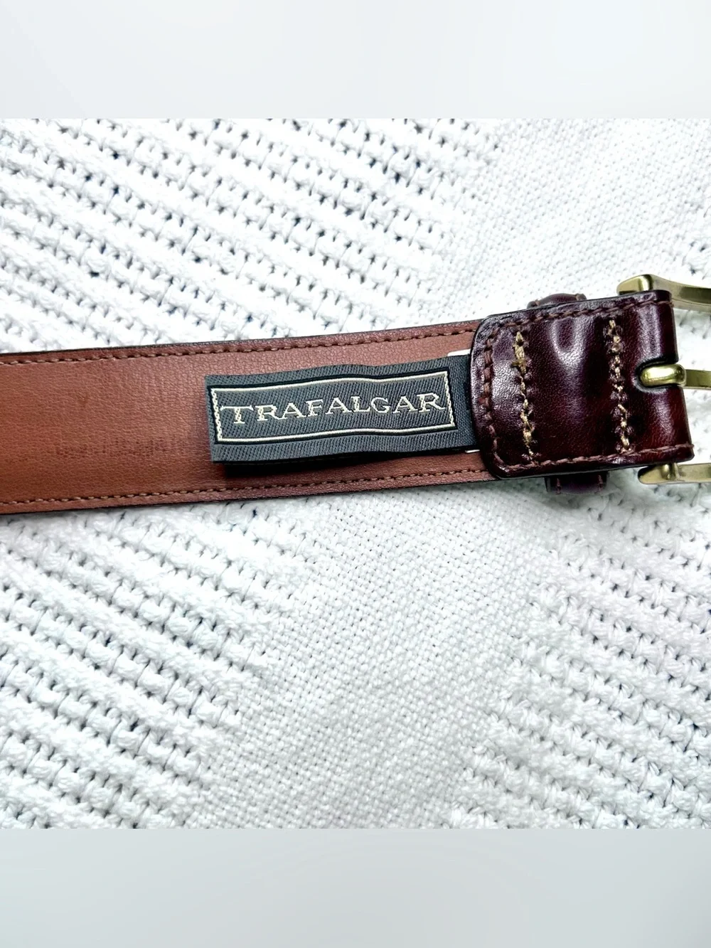 Trafalgar Cortina Brown Leather and Brass Men’s 40 Belt
